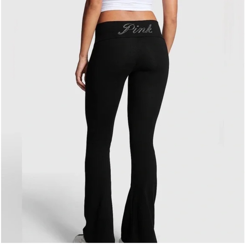 pink bling logo pants